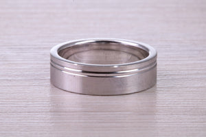 Chunky 6 mm Wide Gents Diamond set White Gold Band