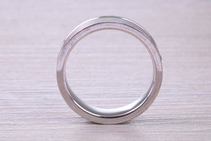 Chunky 6 mm Wide Gents Diamond set White Gold Band