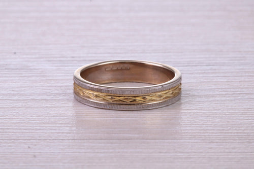 4 mm Wide Two Tone 9ct White and Yellow Gold Wedding Band
