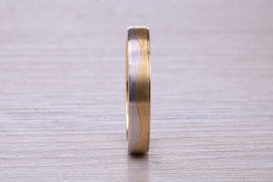 4 mm Wide Two Tone 18ct White and Yellow Gold Wedding Band