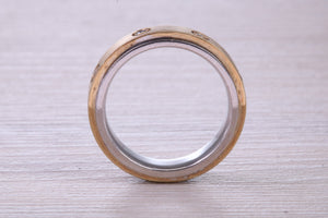 Gents 6 mm Wide Diamond set Spinning Band, Solid Yellow and White Gold