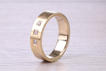 Load image into Gallery viewer, 6 mm wide Diamond set Yellow Gold Unisex Band