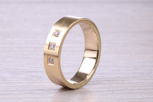 6 mm wide Diamond set Yellow Gold Unisex Band