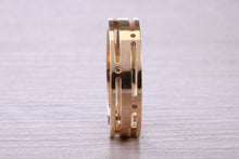 Load image into Gallery viewer, Gents 6 mm wide Chunky Cut Out Yellow Gold Band