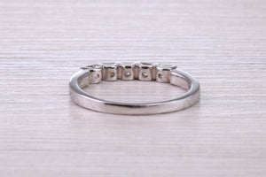 Half carat Baguette and Square Princess cut Diamond set 18ct White Gold Eternity Ring