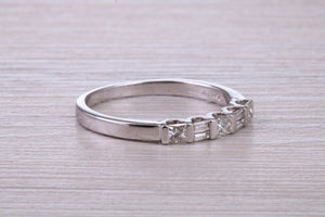 Half carat Baguette and Square Princess cut Diamond set 18ct White Gold Eternity Ring
