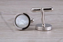 Load image into Gallery viewer, Real Mother of Pearl set Gentleman&#39;s Solid Sterling Silver Cufflinks