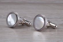 Load image into Gallery viewer, Real Mother of Pearl set Gentleman&#39;s Solid Sterling Silver Cufflinks