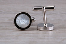 Load image into Gallery viewer, Real Mother of Pearl set Gentleman&#39;s Solid Sterling Silver Cufflinks
