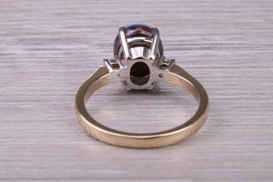 Beautiful Fiery Natural Opal and Diamonds set Gold Ring