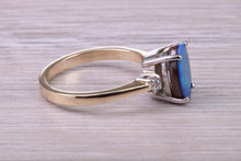 Load image into Gallery viewer, Beautiful Fiery Natural Opal and Diamonds set Gold Ring