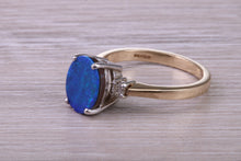 Load image into Gallery viewer, Beautiful Fiery Natural Opal and Diamonds set Gold Ring