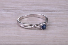 Load image into Gallery viewer, Dainty Round cut Sapphire Set 18ct White Gold Ring