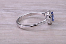 Load image into Gallery viewer, Absolutely Beautiful Blue Sapphire and Halo set Diamond 18ct White Gold Ring