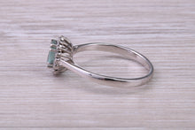 Load image into Gallery viewer, Oval cut Alexandrite And Halo Diamond set 18ct White Gold Ring