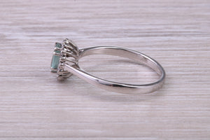 Oval cut Alexandrite And Halo Diamond set 18ct White Gold Ring