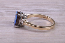Load image into Gallery viewer, Beautiful Fiery Natural Opal and Diamonds set Gold Ring
