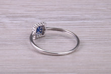 Load image into Gallery viewer, Dainty Sapphire and Halo set Diamond 18ct White Gold Ring