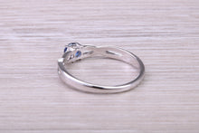 Load image into Gallery viewer, Dainty Round cut Sapphire Set 18ct White Gold Ring