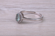 Load image into Gallery viewer, Oval cut Alexandrite And Halo Diamond set 18ct White Gold Ring