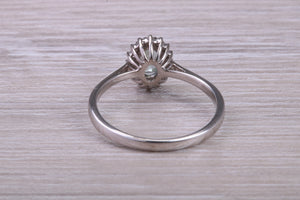 Oval cut Alexandrite And Halo Diamond set 18ct White Gold Ring