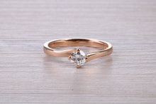 Load image into Gallery viewer, Natural Diamond set Twist Shank set 18ct Rose Gold Ring