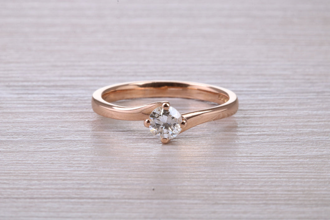 Natural Diamond set Twist Shank set 18ct Rose Gold Ring
