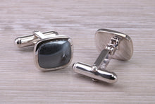Load image into Gallery viewer, Natural Hematite set Gentleman&#39;s Cufflinks. made from solid sterling silver, traditional cufflinks with swivel back fittings.