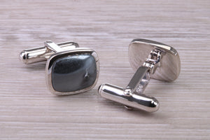 Natural Hematite set Gentleman's Cufflinks. made from solid sterling silver, traditional cufflinks with swivel back fittings.