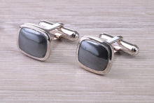 Load image into Gallery viewer, Natural Hematite set Gentleman&#39;s Cufflinks. made from solid sterling silver, traditional cufflinks with swivel back fittings.