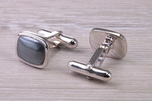 Load image into Gallery viewer, Natural Hematite set Gentleman&#39;s Cufflinks. made from solid sterling silver, traditional cufflinks with swivel back fittings.