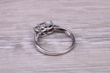 Load image into Gallery viewer, Petite Princess cut Diamond set 18ct White Gold Trilogy Ring