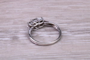 Petite Princess cut Diamond set 18ct White Gold Trilogy Ring