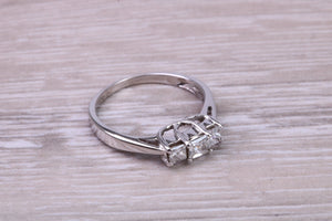 Petite Princess cut Diamond set 18ct White Gold Trilogy Ring