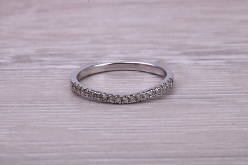 Very Dainty Slightly Curved Diamond set 18ct White Gold Ring