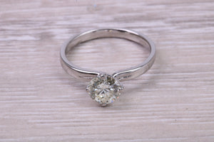 1.47 Carat Natural Round cut Diamond set Platinum Solitaire