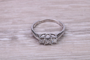 Petite Princess cut Diamond set 18ct White Gold Trilogy Ring