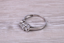 Load image into Gallery viewer, Petite Princess cut Diamond set 18ct White Gold Trilogy Ring