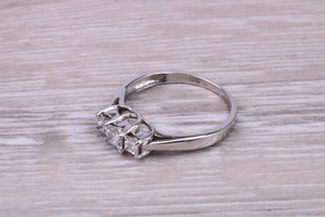 Petite Princess cut Diamond set 18ct White Gold Trilogy Ring