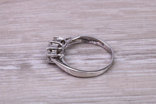 Load image into Gallery viewer, Petite Princess cut Diamond set 18ct White Gold Trilogy Ring