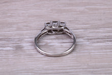 Load image into Gallery viewer, Petite Princess cut Diamond set 18ct White Gold Trilogy Ring