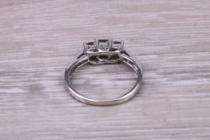 Petite Princess cut Diamond set 18ct White Gold Trilogy Ring