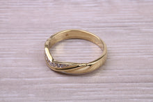 Load image into Gallery viewer, Curved Diamond set 18ct Yellow Gold Ring