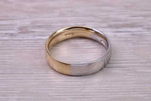 Half Platinum and Half 18ct Yellow Gold 5 mm wide Court Profile Band