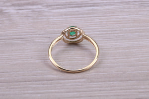 Dainty Round cut Emerald set Yellow Gold Ring