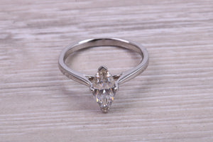 Marquise cut One carat Moissanite Diamond Solitaire set in Platinum