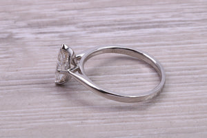 Marquise cut One carat Moissanite Diamond Solitaire set in Platinum