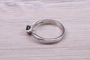 Black and White Diamond set White Gold Twist Shank Ring