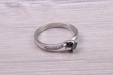 Load image into Gallery viewer, Black and White Diamond set White Gold Twist Shank Ring