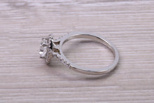 Load image into Gallery viewer, 0.80ct E VS2 Oval cut GIA Certified Natural Diamond Halo set Platinum Ring